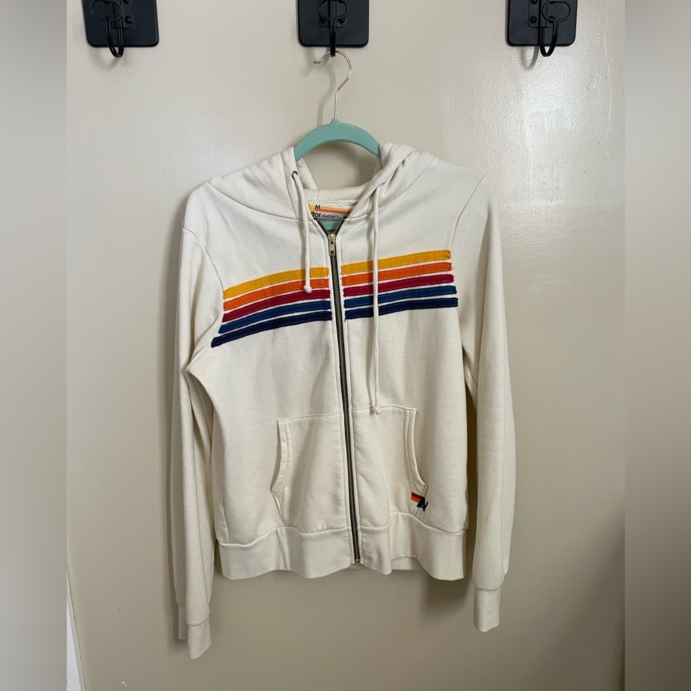 Aviator Nation vintage white zip up hoodie